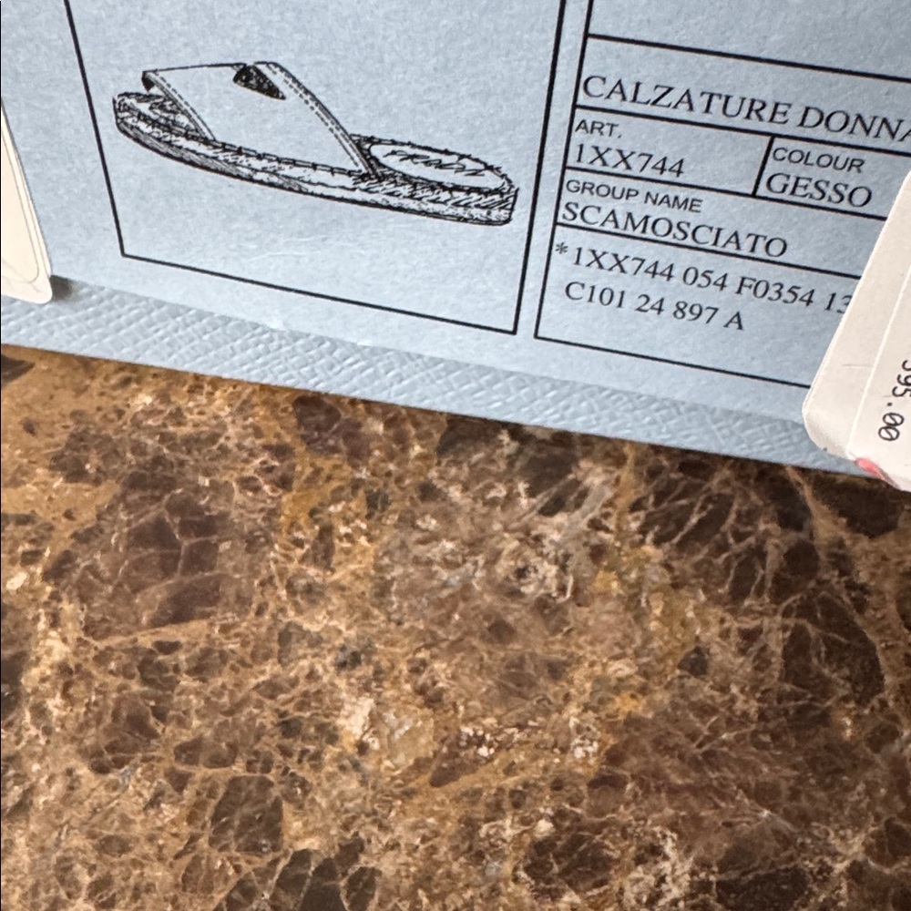 Prada suede light beige sandals flats slides gold gesso logo sz 40 - Picture 9 of 9